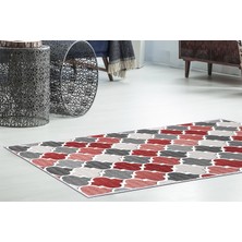 Dekoreko Inci Saçaksız Yıkanabilir Kaymaz Taban Yolluk Halı  7006 Kırmızı