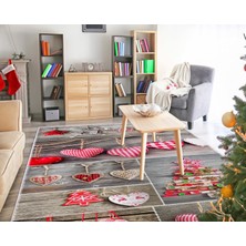 Dekoreko Inci Christmas Saçaksız Yıkanabilir Kaymaz Taban Halı Chr-14