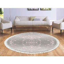 Dekoreko Ipek Dijital Saçaklı Kaymaz Taban Yıkanabilir Halı Yuvarlak 2016 Desen 1 ( 160 x 160 )