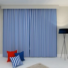Mavi Beyaz Çizgili 300X200 cm Balkon Perdesi, Balkon Çadır Brandası, Balkon Güneşlik