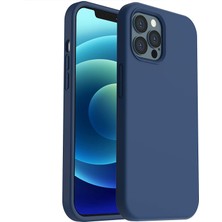 Bilişim Aksesuar Apple iPhone 12 Kılıf Liquid Lansman Silikon Petrol Mavisi