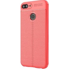 Case 4U Huawei Honor 9 Lite Kılıf Rugan Armor Deri Görünümlü Yüksek Kalite Silikon Niss Kırmızı