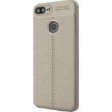 Case 4U Huawei Honor 9 Lite Kılıf Rugan Armor Deri Görünümlü Yüksek Kalite Silikon Niss Gri