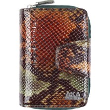 Yeşil Yılan Desenli Deri Kadın Cüzdanı 402