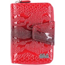 Yılan Desenli Kırmızı Deri Kadın Cüzdanı 402