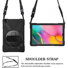 Crescent Apple iPad Pro 12.9 inç 5. Nesil (2021) Defender Shoulder Strap Askılı Tablet Kılıfı (A2378/A2379/A2461/A2462) Siyah