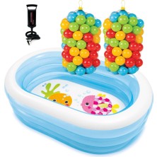 Vardem Oyuncak Şeffaf Toplu Oval Havuz 163X107X46 cm + 200 Top ve Pompa