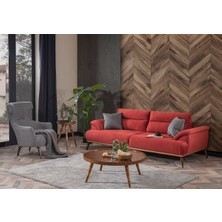Weltew Home Milano Koltuk Takımı 3+1 Kırmızı-Gri