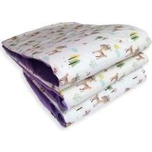 Bebek Özel Bebek Çocuk Beşik Kenar Koruma (4 Parça) Karaca Desen/lila