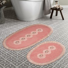 Alanur Home Eyfel Saçaklı Banyo Takımı 2 Pcs Pudra