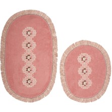 Alanur Home Eyfel Saçaklı Banyo Takımı 2 Pcs Pudra