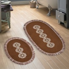 Alanur Home Eyfel Saçaklı Banyo Takımı 2 Pcs Koyu Kahve