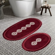 Alanur Home Eyfel Saçaklı Banyo Takımı 2 Pcs Bordo