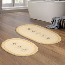 Alanur Home Eyfel Saçaklı Banyo Takımı 2 Pcs Krem