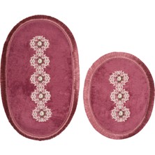 Alanur Home Eyfel Saçaklı Banyo Takımı 2 Pcs Fuşya
