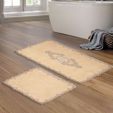 Alanur Home Alanur Lüx Pamuklu Dantelli Klozet Tkı 2 Parça Zümra Cappuccino