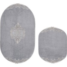 Alanur Home Mary Cordone Welsoft Aplikli  Oval Klozet Takımı  Gri  2 Parça