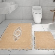 Alanur Home Alanur Lüx Pamuklu Dantelli Klozet Tkı 2 Parça Zümra Cappuccino