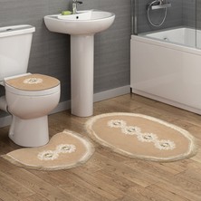 Alanur Home Queen Sarmaşık Şekilli Nakışlı 3 Lü Set Cappuccino