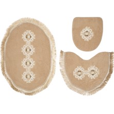 Alanur Home Queen Sarmaşık Şekilli Nakışlı 3 Lü Set Cappuccino