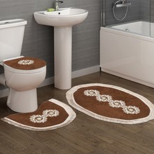 Alanur Home Queen Sarmaşık Şekilli Nakışlı 3 Lü Set Koyu Kahve