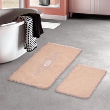 Alanur Home Alanur Lüx Pamuklu Dantelli Klozet Tkı 2 Parça Zümra Pudra