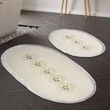 Alanur Home Eyfel Saçaklı Banyo Takımı 2 Pcs Krem