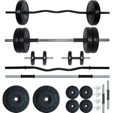 Fitset 28 kg Z Barlı Halter Seti ve Dambıl Seti Ağırlık Fitness Seti