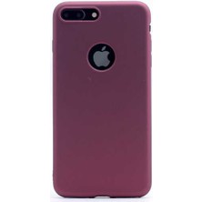 noktaks - Apple iPhone 8 Plus - Kılıf Mat Soft Premier Silikon Kapak - Mürdüm - T1643