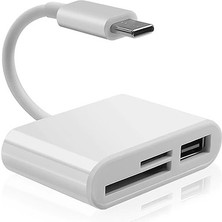 Hytech HY-XO50 Beyaz Typec To Usb2.0 + Sd + Tf Çevirici Adaptör