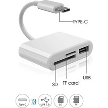 Hytech HY-XO50 Beyaz Typec To Usb2.0 + Sd + Tf Çevirici Adaptör