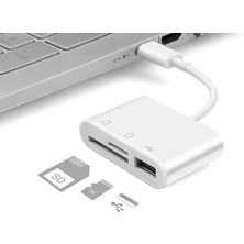 Hytech HY-XO50 Beyaz Typec To Usb2.0 + Sd + Tf Çevirici Adaptör