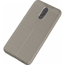 Case 4U Huawei Mate 10 Lite Kılıf Rugan Armor Deri Görünümlü Yüksek Kalite Silikon Niss Gri