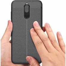 Case 4U Huawei Mate 10 Lite Kılıf Rugan Armor Deri Görünümlü Yüksek Kalite Silikon Niss Lacivert