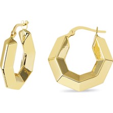 Bilezikci Retro Bomb Altıgen Large Altın Küpe