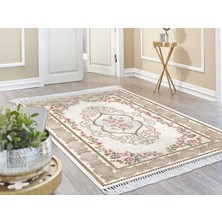 Dekoreko Inci Dijital Saçaklı Yıkanabilir Kaymaz Taban Halı 1839 Desen 1