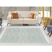 Dekoreko Inci Dijital Saçaklı Yıkanabilir Kaymaz Taban Halı 1889 Yeşil