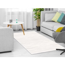 Dekoreko Inci Dijital Saçaksız Yıkanabilir Kaymaz Taban Halı 1889 Krem