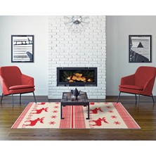 Dekoreko Inci Christmas Yıkanabilir Kaymaz Taban Yolluk Halı Saçaksız Chr-6