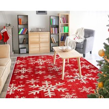 Dekoreko Inci Christmas Saçaksız Yıkanabilir Kaymaz Taban Halı Chr-11
