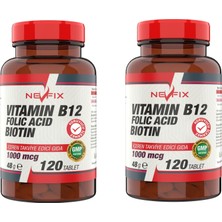 Nevfix Vitamin B12 Folic Acid Biotin 1000 Mcg (2 Kutu) 120 Tablet