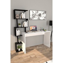 Moonlife Koordinat Pratik Kitaplıklı Çalışma Masası Beyaz Siyah 120X50