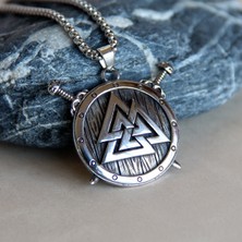 NorthShore Viking Valknut Kalkan Iskandinav Savaşçı Çelik Kolye