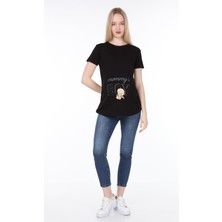 4476-ANNESININ Oğlu Viskon Hamile Kısa Kol T-Shirt