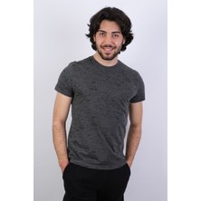 Desenli Erkek Bisiklet Yaka T-Shirt