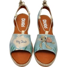 Kadın Vegan Deri Mavi Bağcıklı Sandalet - Caretta-Hey Dude Tasarım