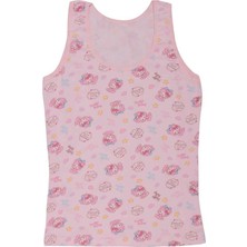 Kota Kalın Askılı Kedi Baskılı Kız Çocuk Atlet 3412 | Pembe