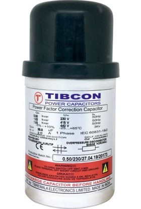 Tibcon 0,50KVAR 230V Monofaze Silindir Tip Kondansatör