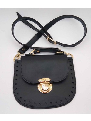 Angel Çanta Aksesuar Siyah Renk Istiridye Çanta Seti Gümüş Metal