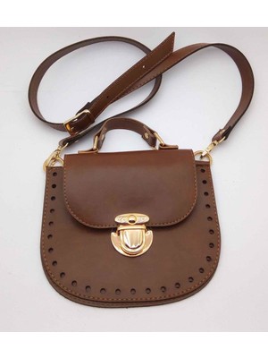 Angel Çanta Aksesuar Angel Taba Renk Istiridye Çanta Seti Kadın Aksesuar Light Gold Metal Detaylı